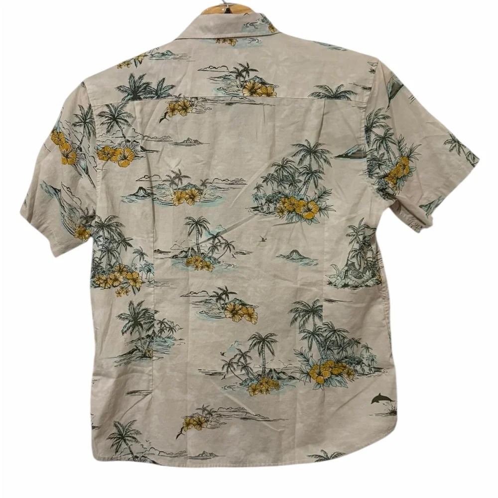Quiksilver Beige Tropical Floral Palm‎ Hawaiian Print Shirt Men’s XXL - Picture 5 of 5